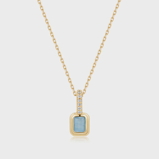 Britt Necklace Sterling Silver - Gold Aquamarina
