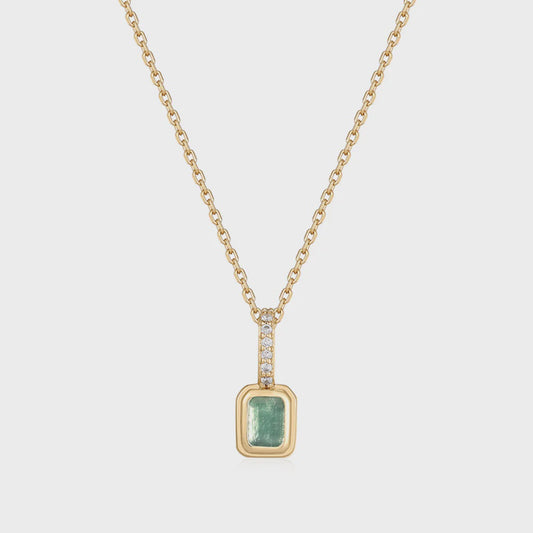 Britt Necklace Sterling Silver - Gold Green