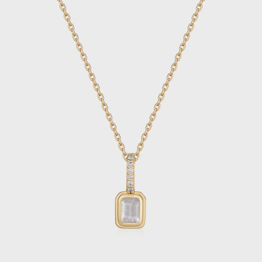 Britt Necklace Sterling Silver - Gold Moonstone