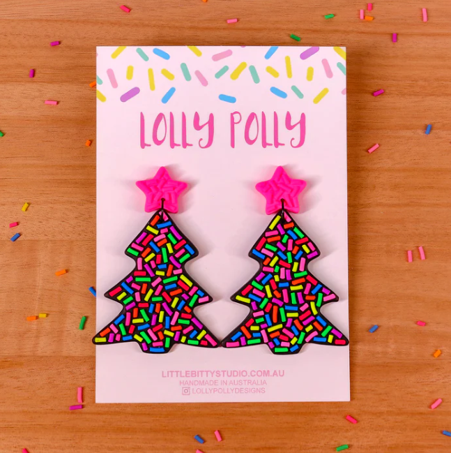 Lolly Polly |  Christmas Tree Farm Drops - Black/Pink