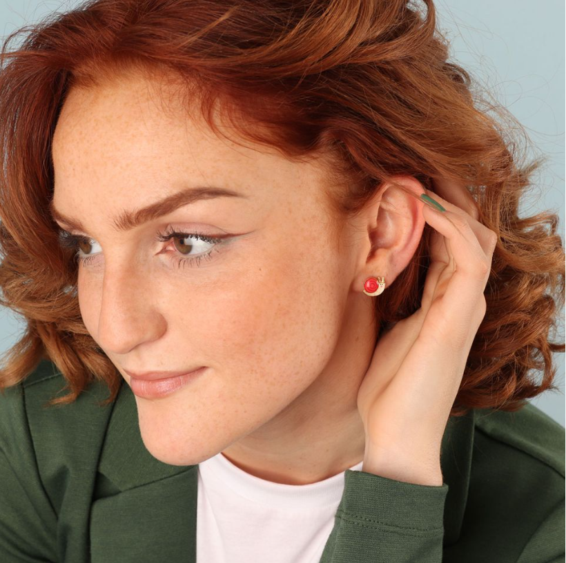 Taratata Stud Earrings | Fantaisie - Basilic