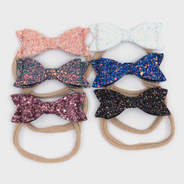 Rare Rabbit | Small Double Bow Sparkle Stretch Hair Tie/Alice Band