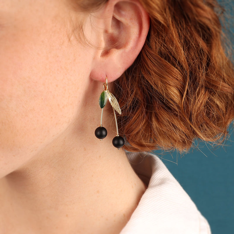 Taratata | Lever back earrings fantaisie - Cerise - Black