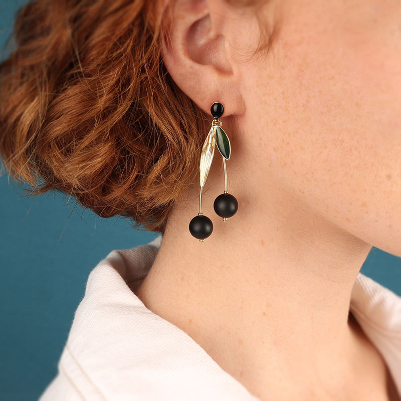 Taratata | Stud earrings fantaisie - Cerise - Black