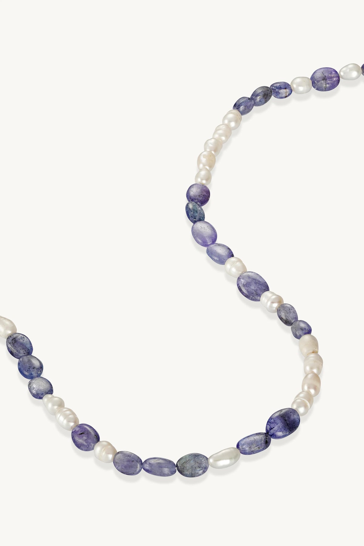 Tanzanite & Pearl Silver Beaded Necklace