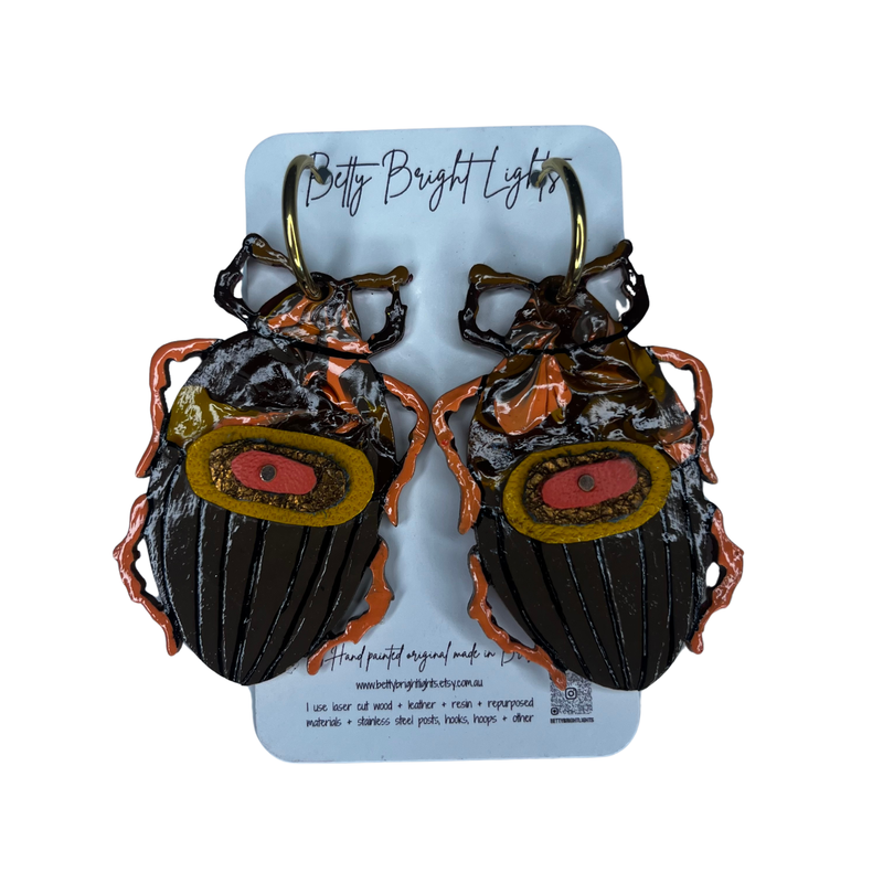 Betty Bright Lights | Painted Wood Beetles Earrings