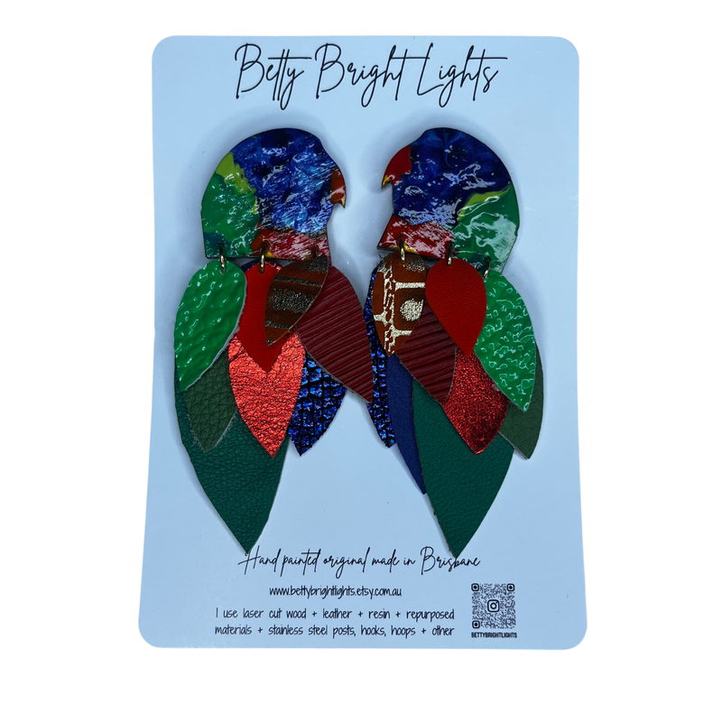 Betty Bright Lights | Rainbow Lorikeet Earrings Large