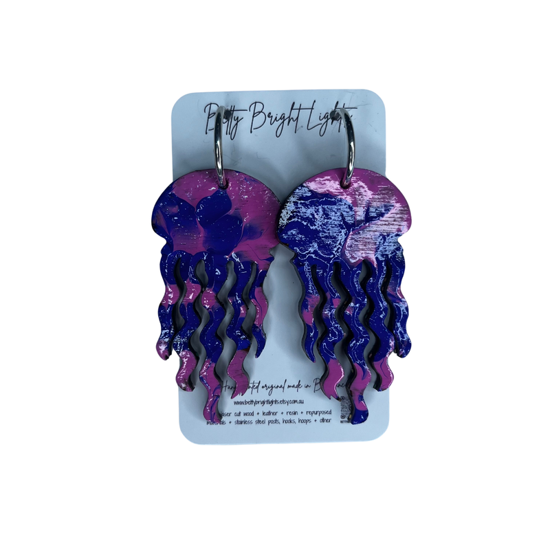 Betty Bright Lights | Purple & Blue Jellyfish Earrings