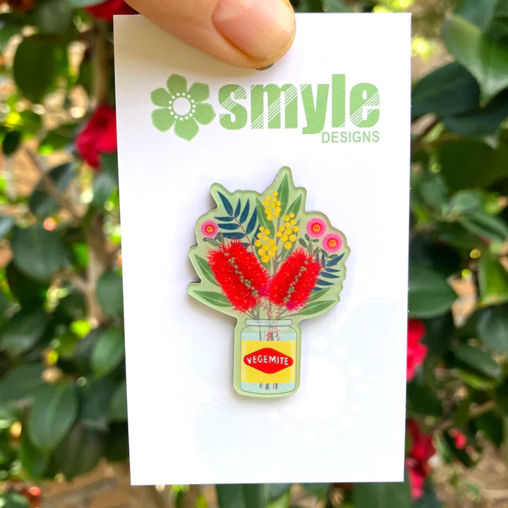 Smyle Designs | Native Blooms in Vegemite Jar Pin