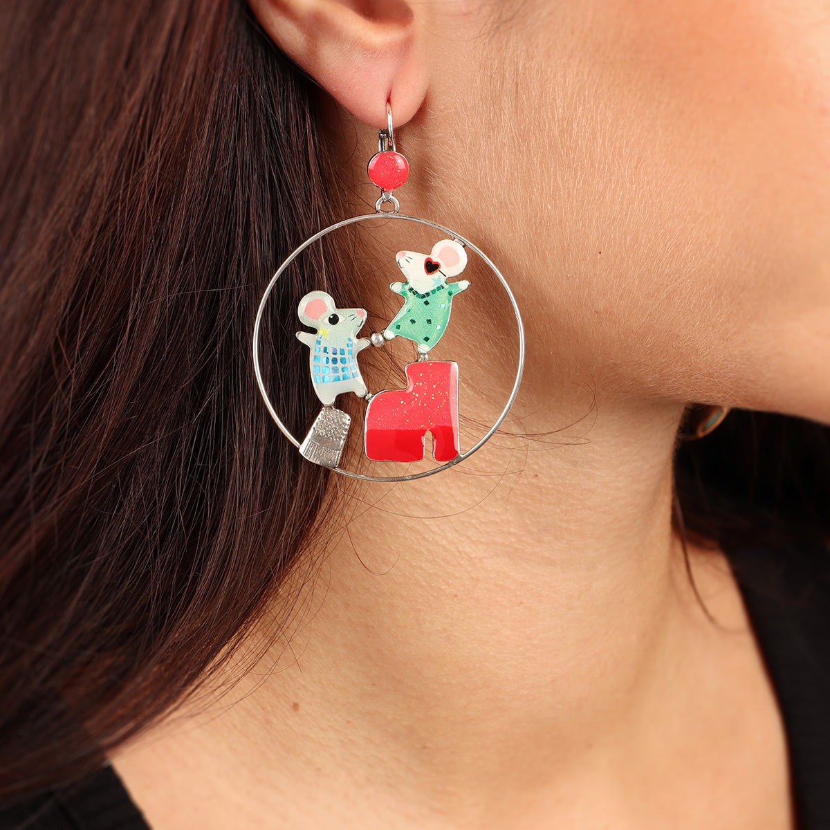 Lever back earrings fantaisie - Disco - 02714