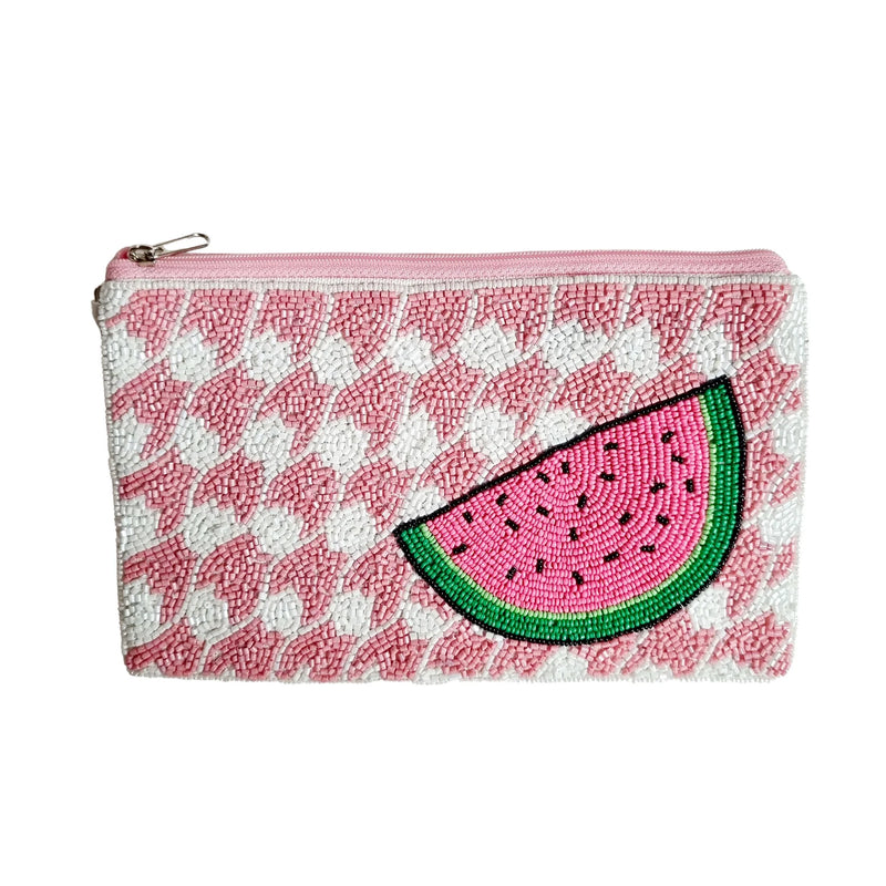 Zoda Bag| Watermelon Beaded Pouch (with detachable chain strap)