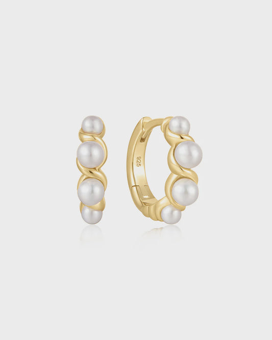Maia Sleepers - Sterling Silver Gold/Pearl