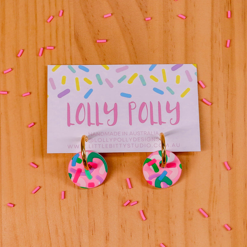 Lolly Polly | Confetti Huggie Hoops (Small) - Pink Multi