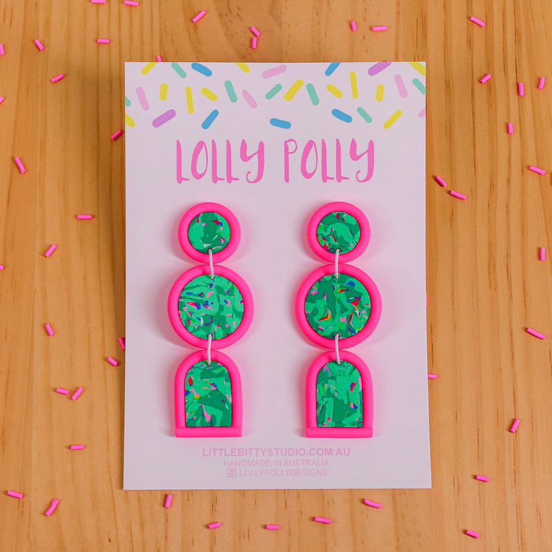 Lolly Polly | Three Tier Drops - Pink/Green