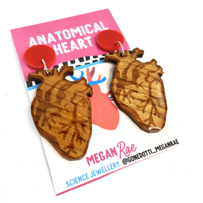 Megan Rae | Anatomical Heart Earrings Wooden
