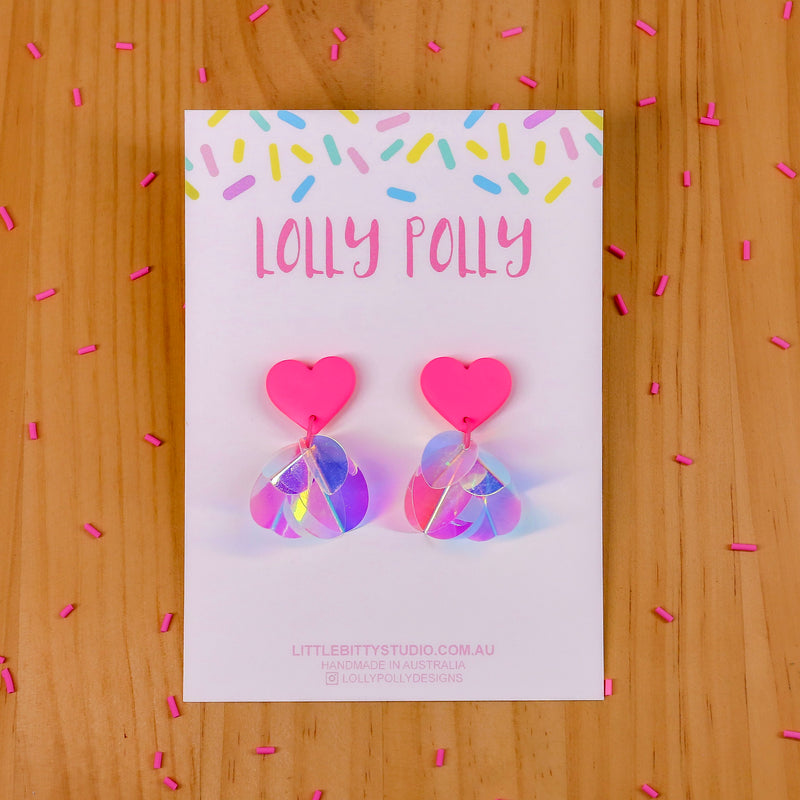Lolly Polly | Heart Studs With Sequins - Hot Pink/Multi – Thousand ...