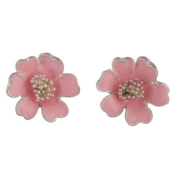 TID Light Pink Flower Earrings - Studs