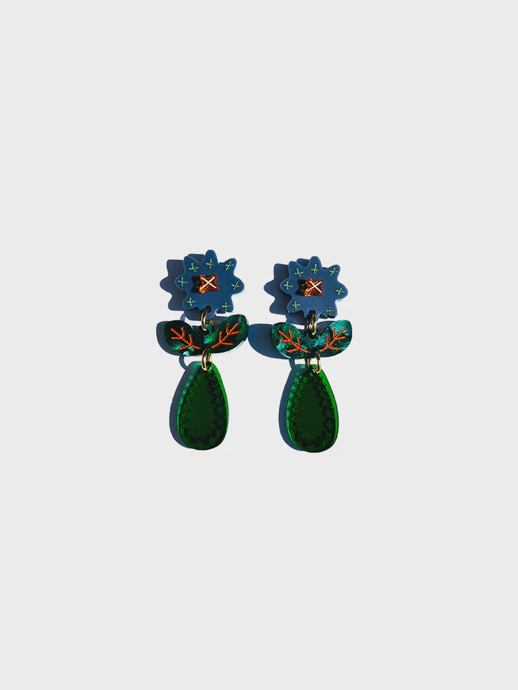 Concrete Jellyfish | Crazy Quilt Bloom -midi blue earring