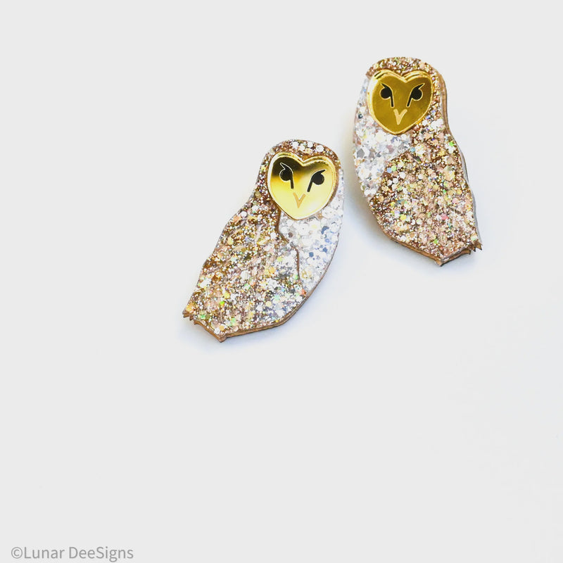 Lunar Dee | Brad the Barn Owl - GLITTER version - STUD