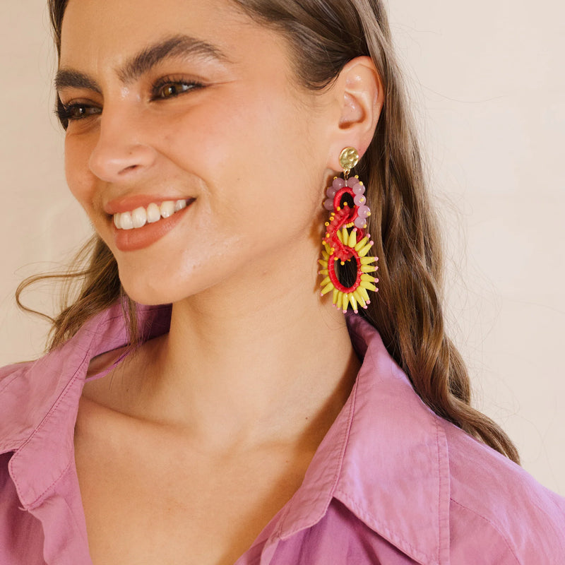 Zoda | Yellow Pink Beaded Dangles