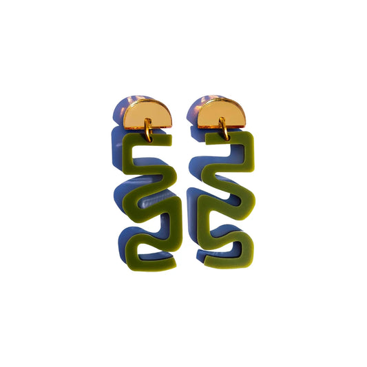 Brisbane river bends | olive green matte with gold - MIDI
