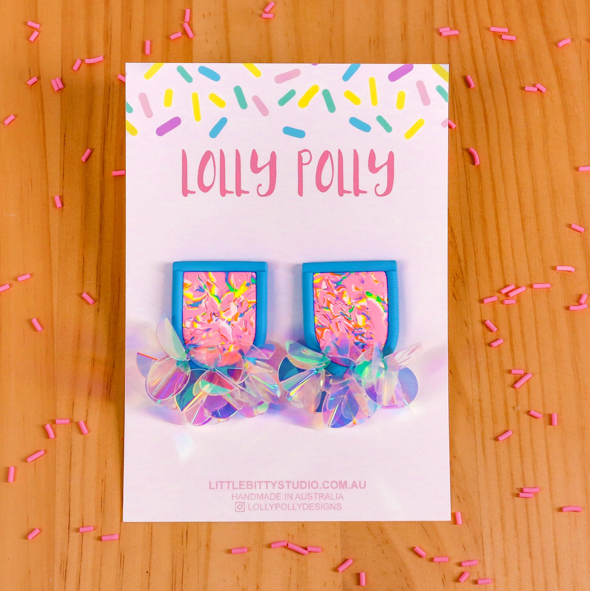 Lolly Polly | Party Studs - Blue and Pink – Thousand Island Dressing