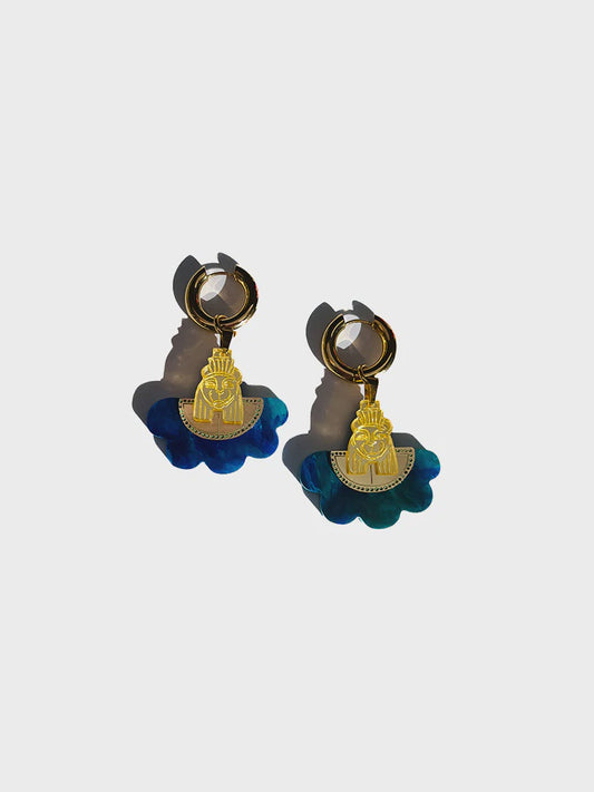 Cat Guard Hoop Blue Green Earring