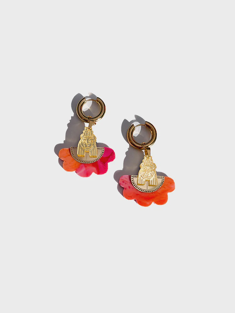 Cat Guard Hoop Pink Orange Earring