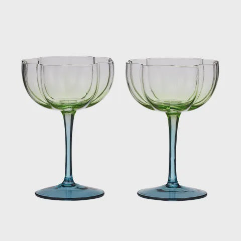 Lotti S/2 Tulip Glass 11x15cmGreen/Blue