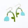 DENZ | Drop Flowers in Grass Green and Pale Blue - Painted Steel Drops