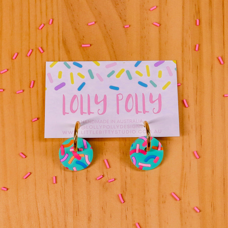 Lolly Polly | Confetti Huggie Hoops (Small) - Turquoise Multi ...