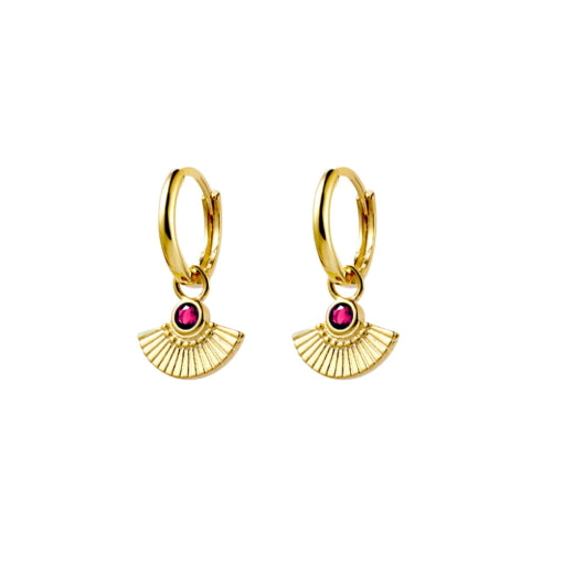 TID |  Sterling silver gold plated huggie earrings (ruby pink)