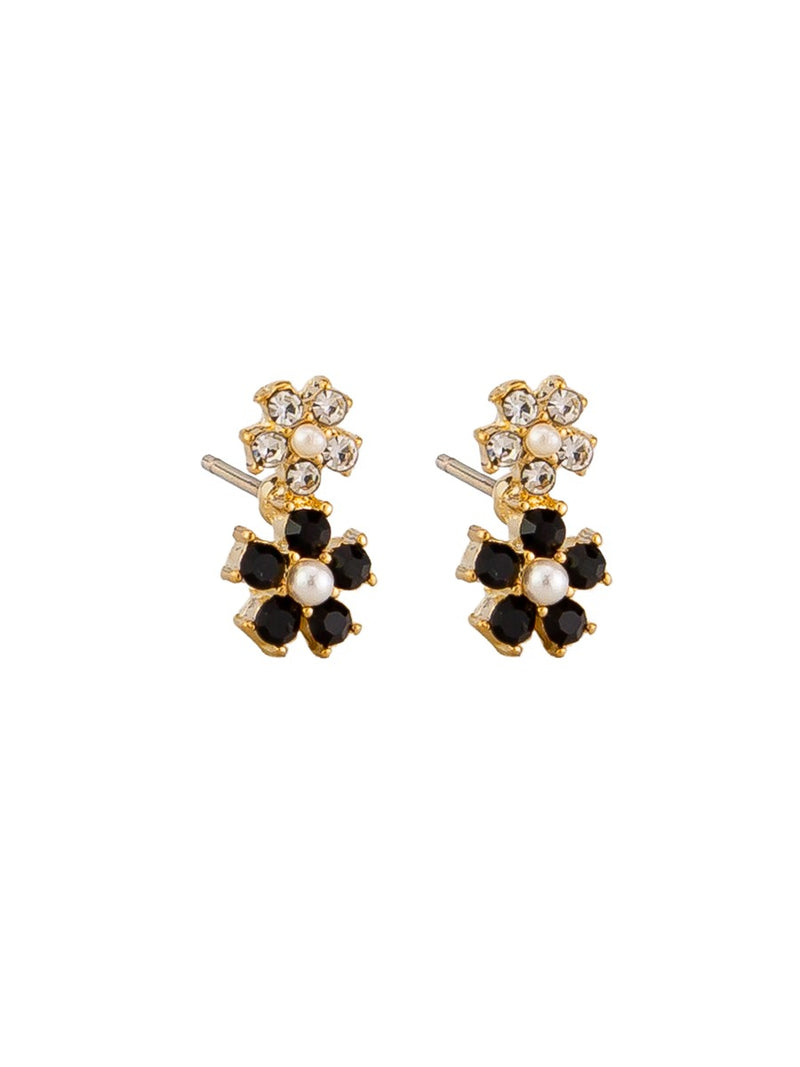 Tiger Tree Black Tiny Flower Drop Earring