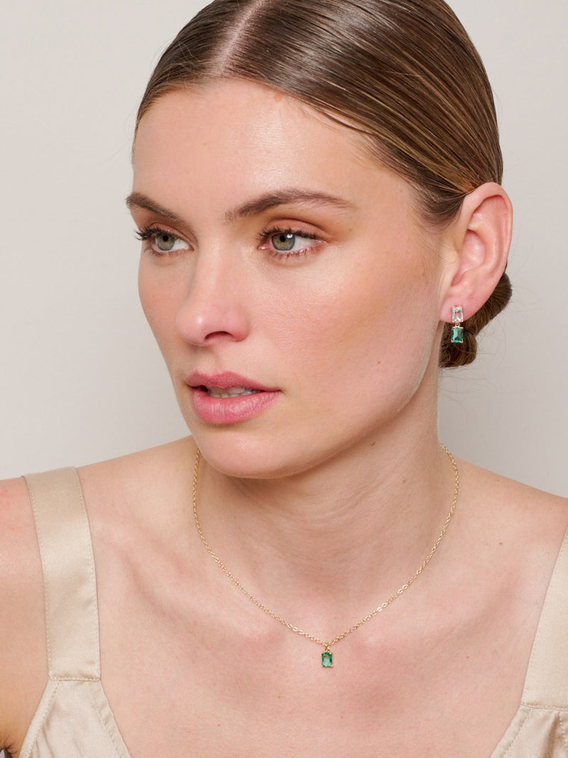 Tiger Tree Green Crystal Clara Earrings