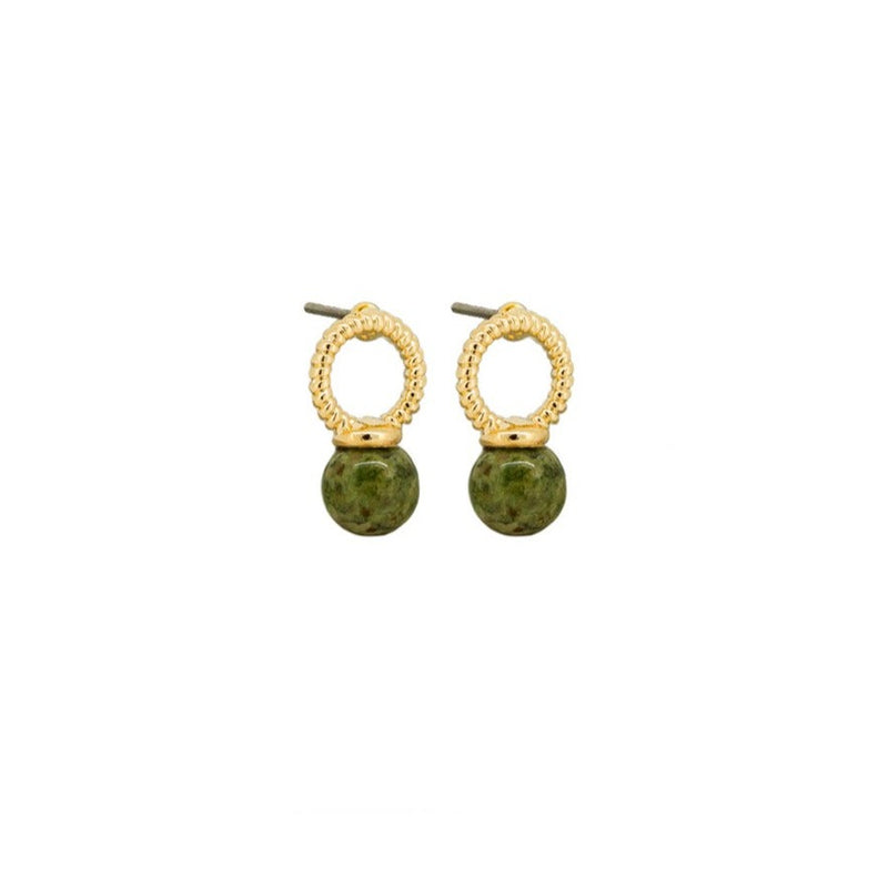 Green Porta Bell Earrings - Green and Gold