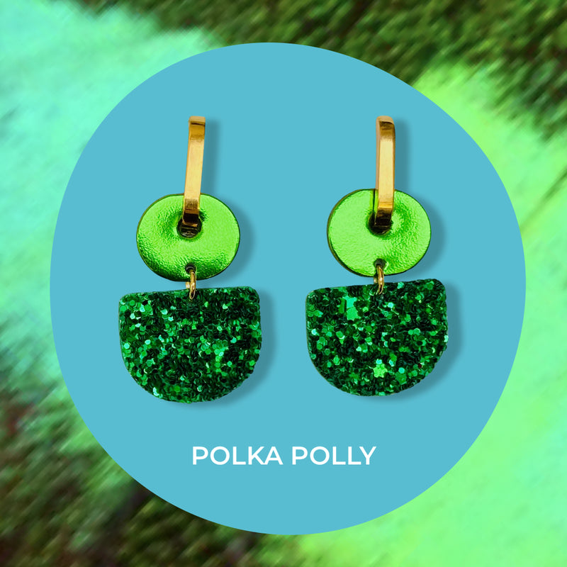 Polka Polly | Dainty Hoops Emerald Sparkle