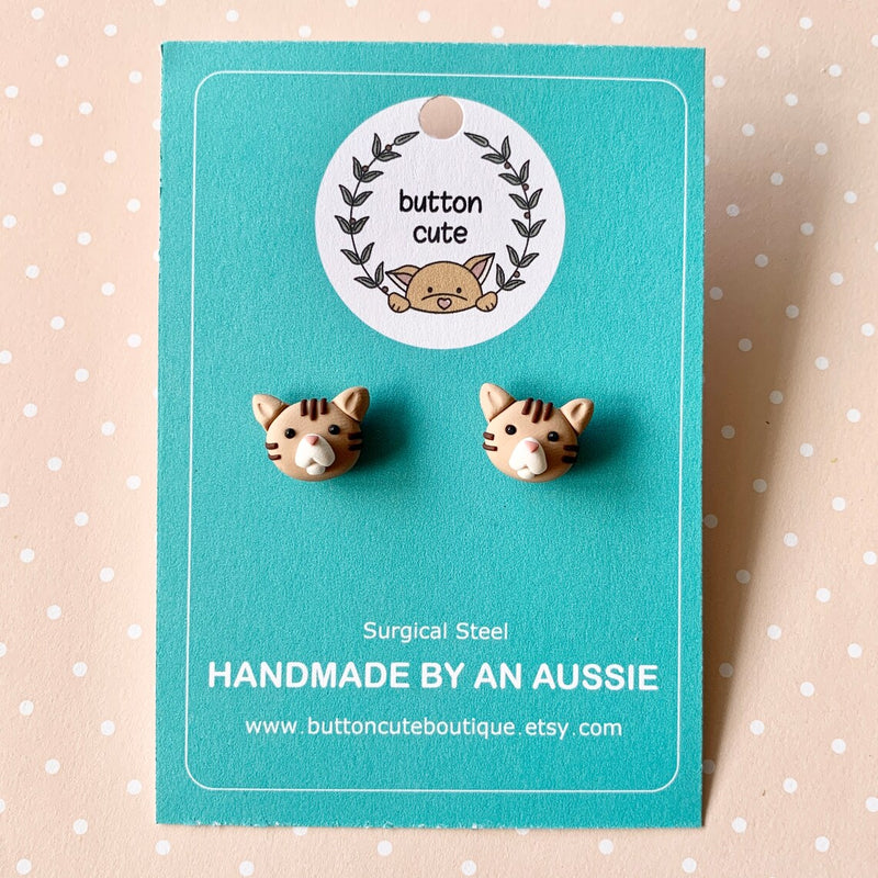 Button Cute | Little Tabby Cat Studs