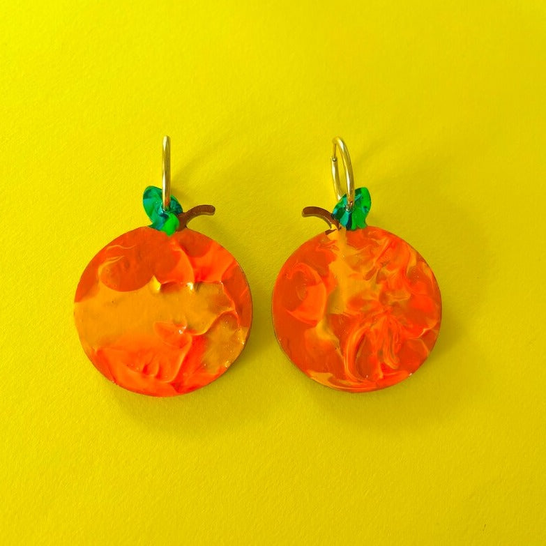 Betty Bright Lights | Orange Wood Midi Earrings