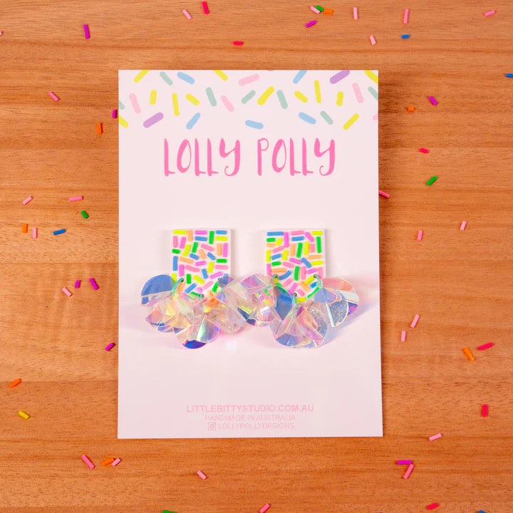 Lolly Polly |  Dorothy Studs - Peppermint Pastels - Multi & Sequin Bubbles