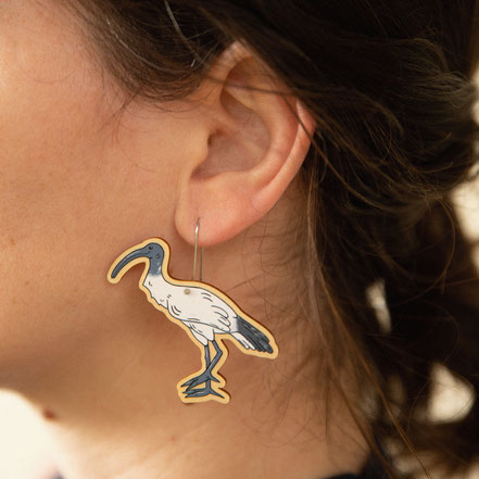 Busy Head | Australian White Ibis Dangle Earrings