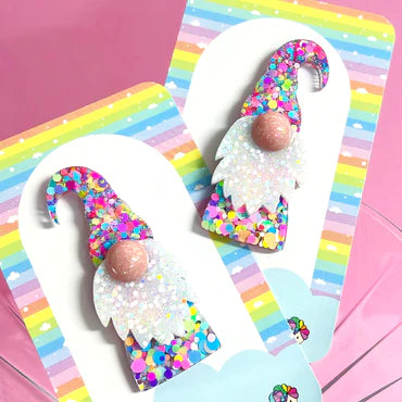 Hello Little Friday | Christmas Gnome Santa Brooch - Rainbow Confetti