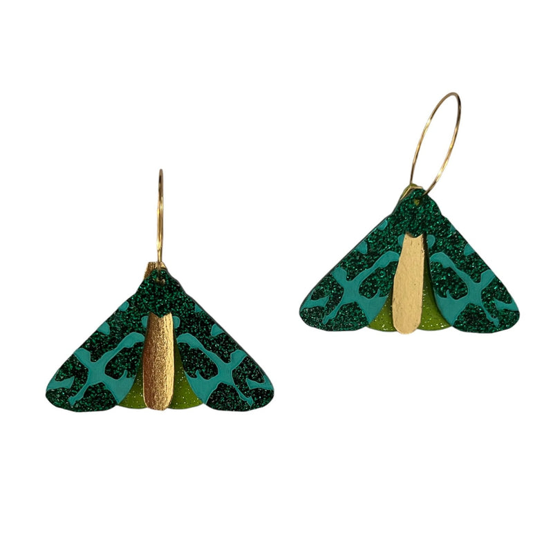 Martha Jean | Green Moth Earrings