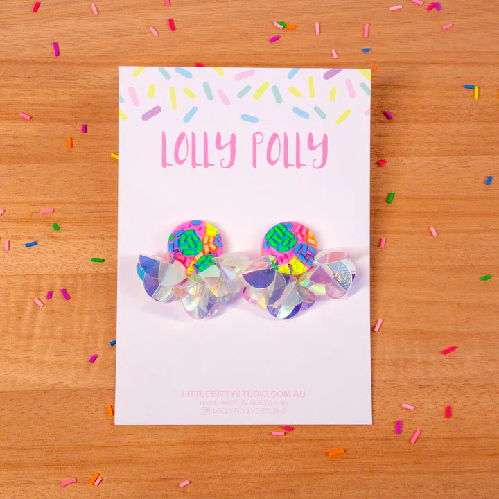 Lolly Polly |  Confetti Studs - Neon Candy - Multi & Sequin Bubbles