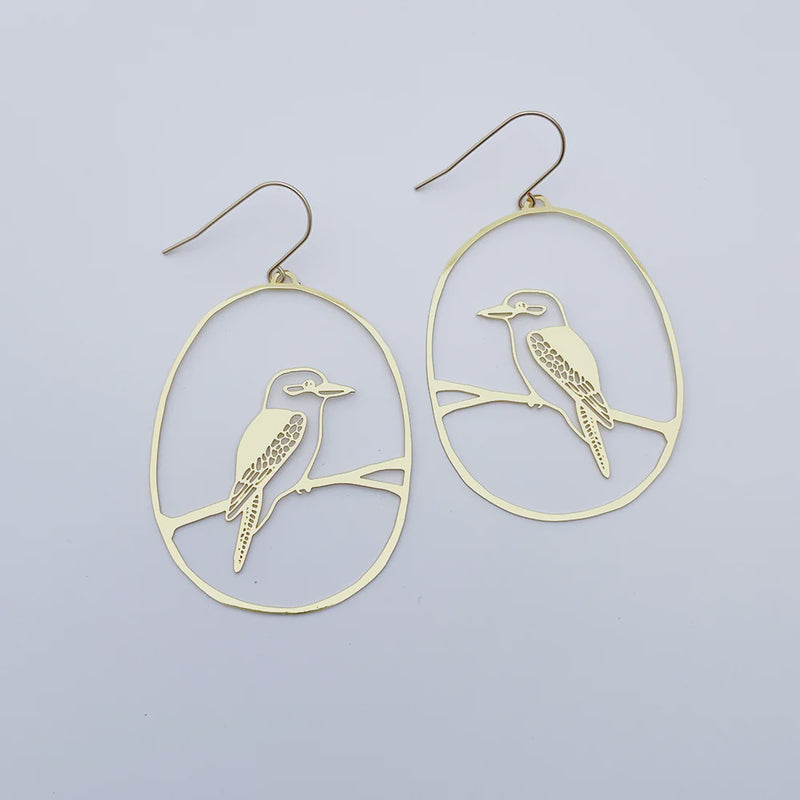 Denz | Kookaburra earrings in Gold