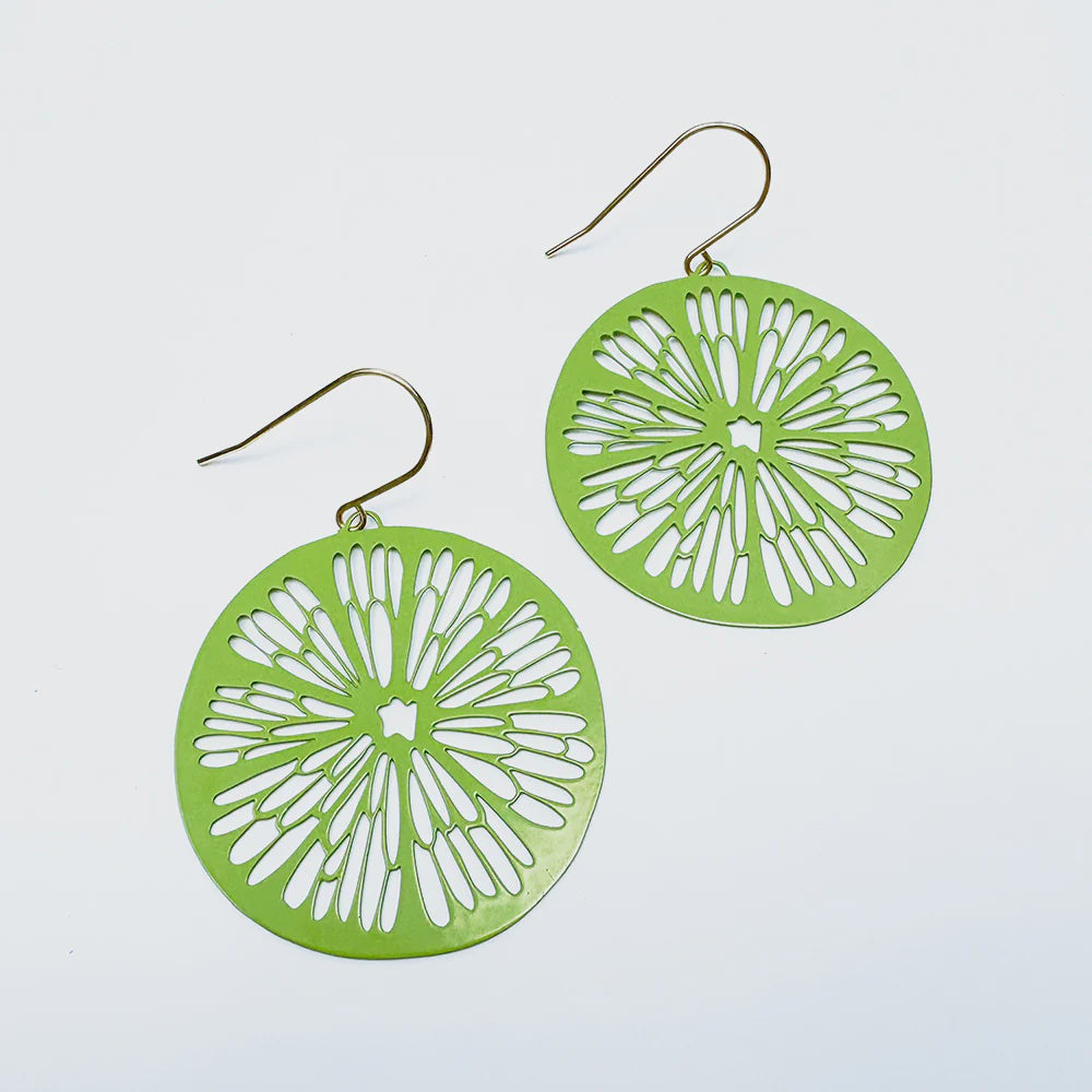 Denz | Citrus Slice earrings in Lime