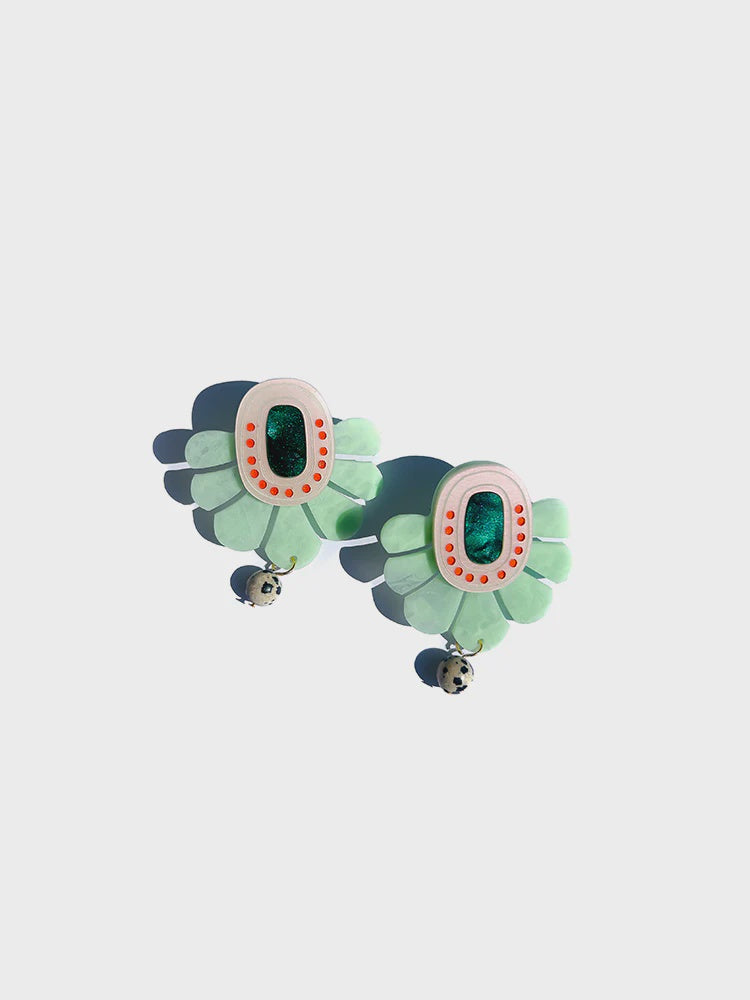 Concrete Jellyfish | marble fan | ancient dreams | mint green Earring
