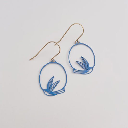 Denz | Mini Swallow earrings in Blue