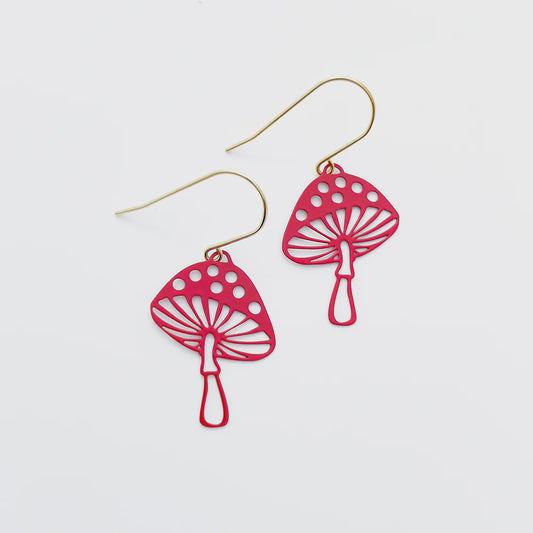 Denz | Mini Toadstool earrings in Red