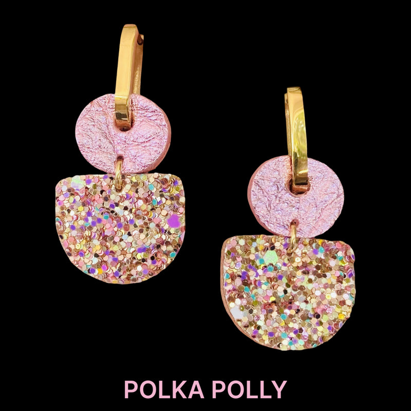Polka Polly | Pastel Pink Confetti Dainty Hoops