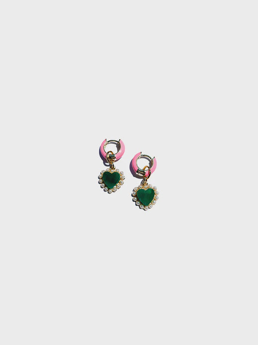 Concrete Jellyfish |the heart of pearl | mini huggie hoop | deep green